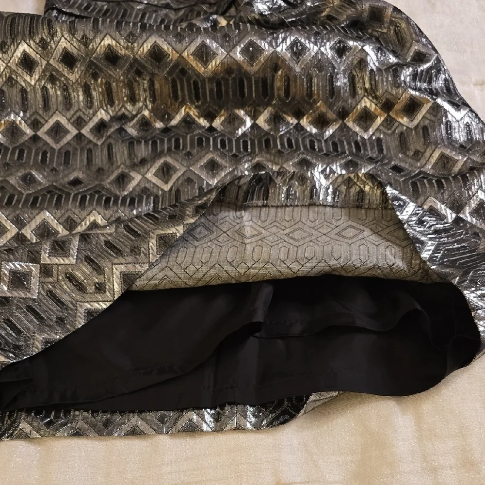 Tory Burch Metallic Silver and Black Mini Dress EUC